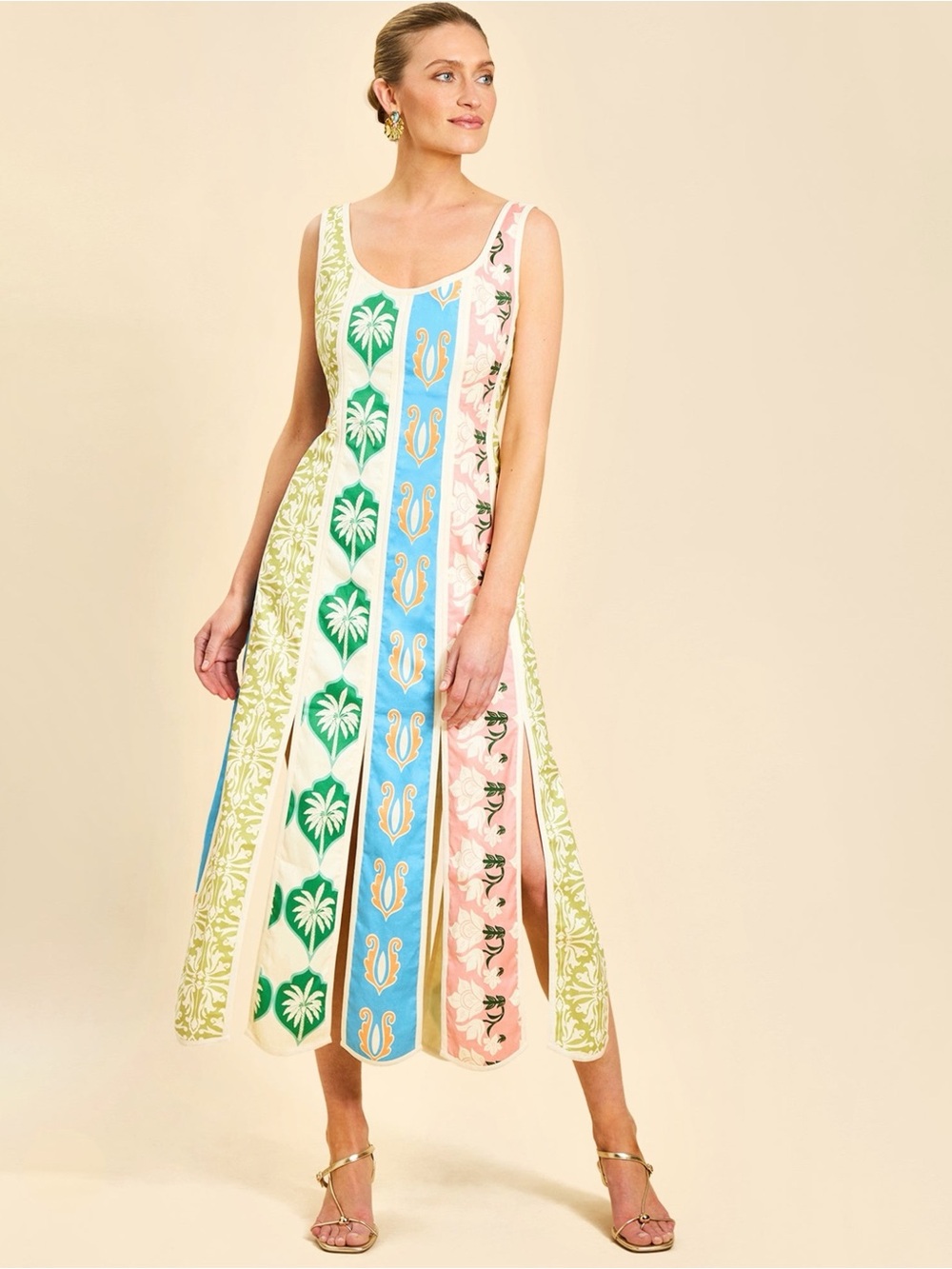 Mestiza New York Women’s Line Monte Carlo Scoop Neck Car Wash Hem Midi Dress NEW